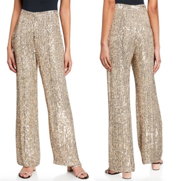 LE SUPERBE Pants - Le Superbe Bianca Trousers Gold Sequin Pants NWT Sz 2